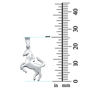 Plain Horse Pendant Charm 925 Sterling Silver (1")